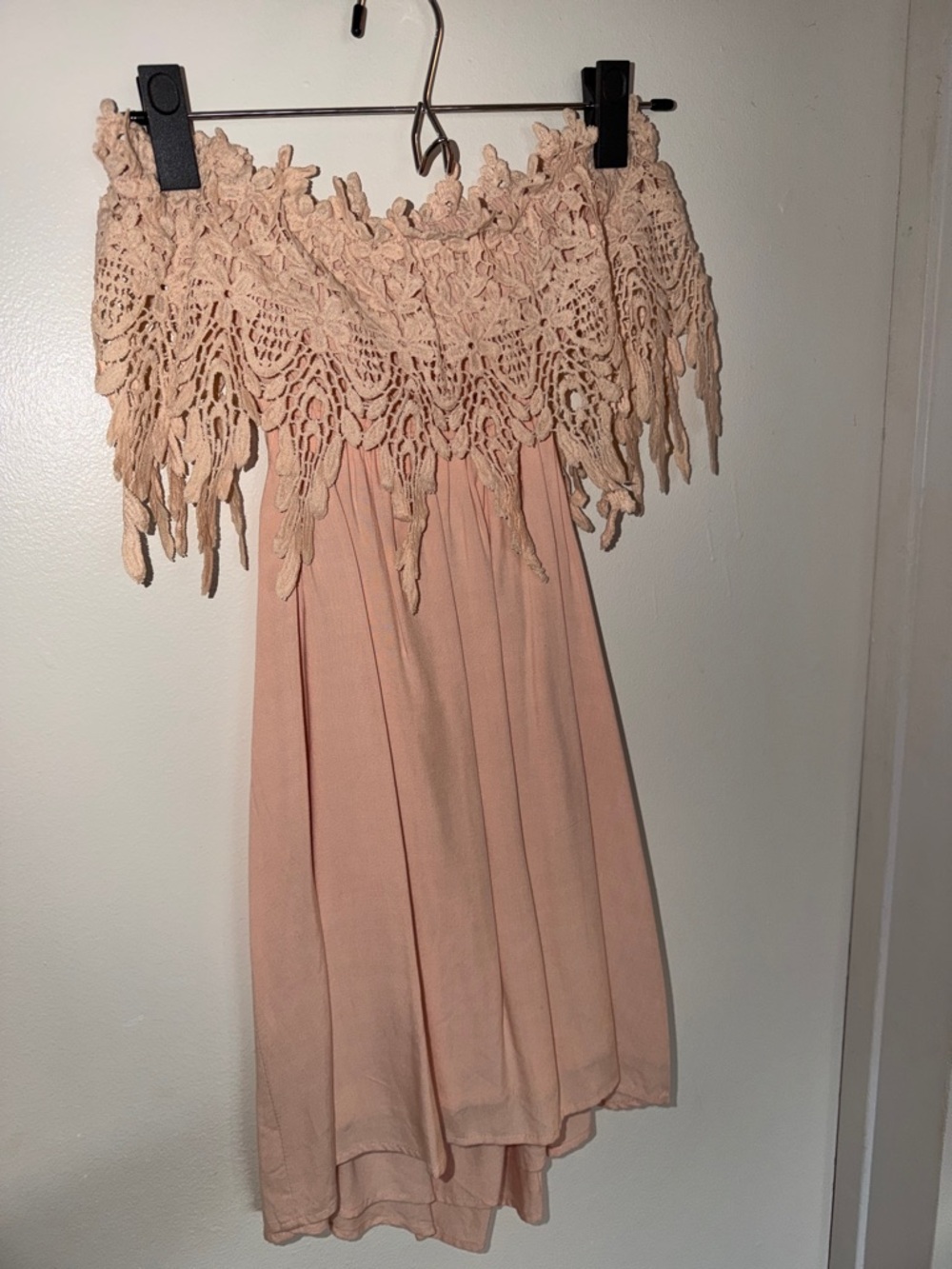 L'ATISTE Strapless Crochet Trim Blush Pink Dress